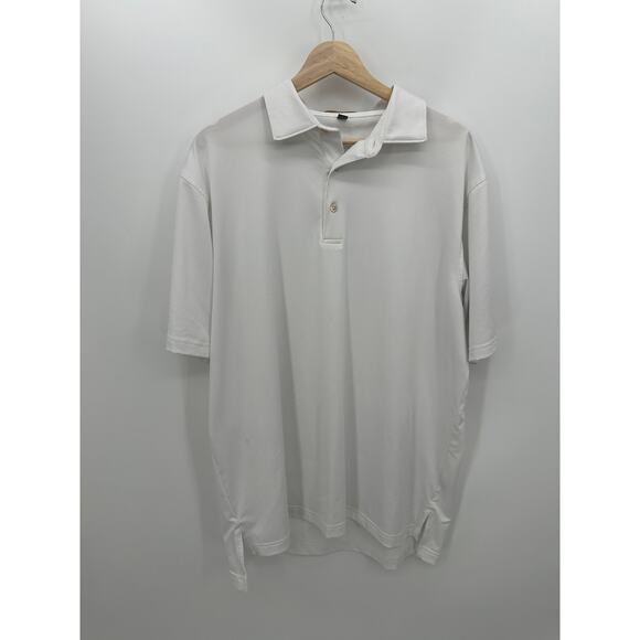 Peter Millar Summer Comfort Polo Men Large White Golf Outdoors Redwood Logo - Picture 1 of 8